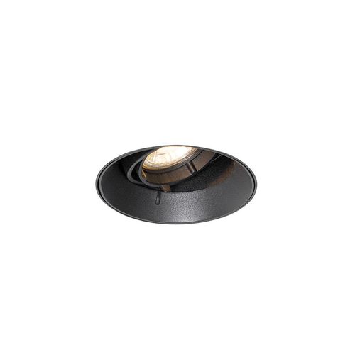 Qazqa Moderne Moderne Inbouwspot Zwart Gu10 Rond Trimless - Oneon Aluminium Noir Rond / Luminaire / Lumiere / Éclairage / Intérieur / Salon / Cuisine Gu10 Max. 1 X 50 Watt