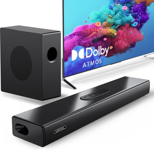 TAGRY Barre de Son avec Caisson de Basse Puissance 180W Canal 2.1 Bluetooth 5.3/HDMI/Optique/AUX/USB/COAX pour Home Cinéma