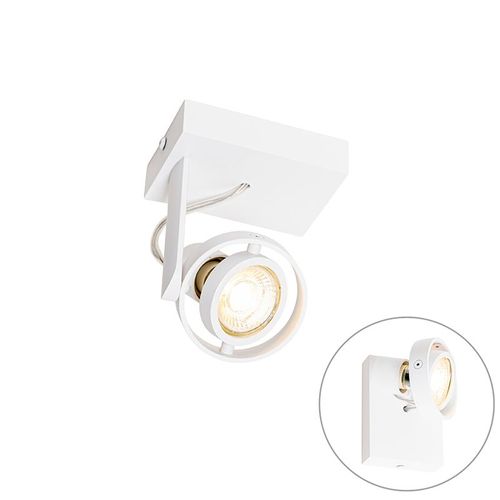 Qazqa Moderne Moderne Plafonnier ? Plafonnier Spot À Fixer Au Plafond Wit - Master 50 Aluminium Blanc Carré / Luminaire / Lumiere / Éclairage / Intérieur / Salon / Cuisine Gu10 Max. 1 X 50...