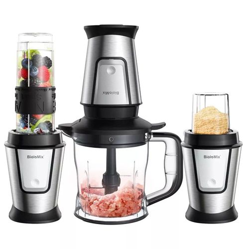BioloMix TB23M Robot culinaire multifonctionnel 3 en 1, presse-agrumes portable 700 W, mixeur personnel, hachoir à viande, moulin à café, épices, smoothies, mixeur de fruits