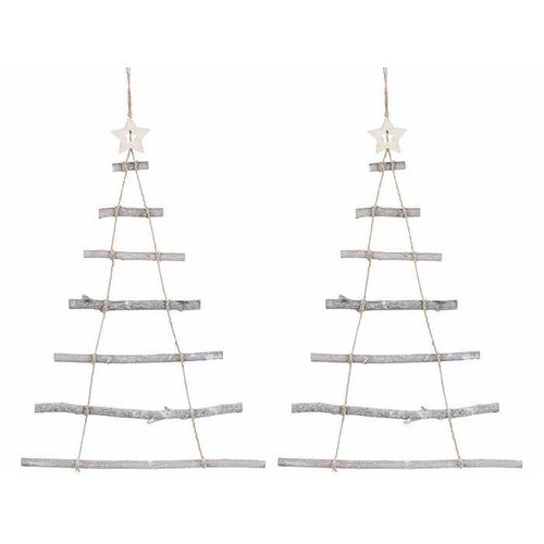 2 échelles décoratives en bois en forme de sapin de Noël