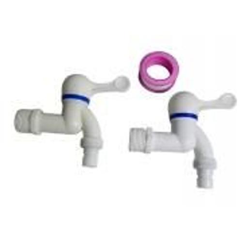 2 x Robinet quart de tour en plastique 3/4 + Ruban de PTFE