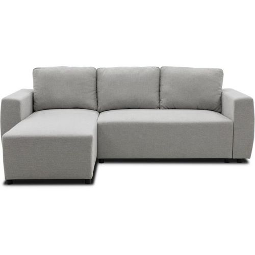 Canapé D'angle Convertible Réversible 3 A 4 Places - Pharell - Tissu Souris - Coffre De Rangement - L 224 X P 155 X H 85 Cm