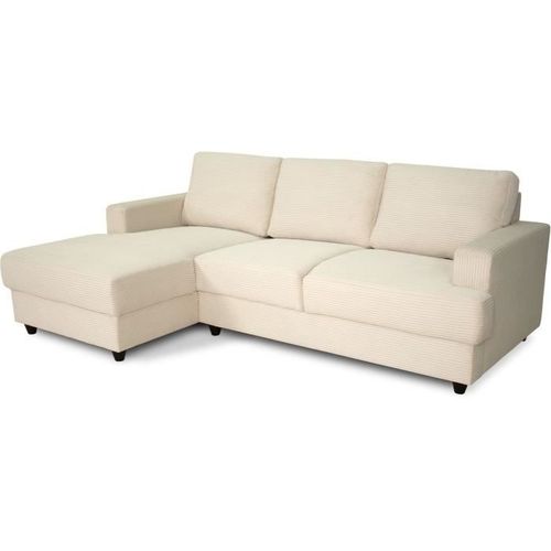 Canapé D'angle Gauche 4 Places - Paul In Cord - Tissu Beige - 216 X 141 X 79 Cm - Fabriqué En Ukraine