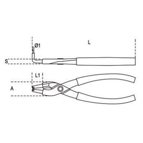 Pince Pour Circlips Intérieurs À Becs Coudés À 90° Beta Taille 170
