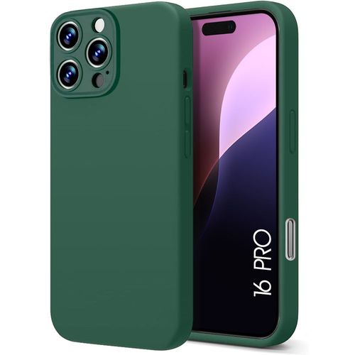Coque Pour Iphone 16 Pro - Protection Silicone Liquide Anti-Rayures Ultra Slim Vert Nuit - E.F.Connection