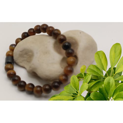 Bracelet Magnétique Pour Homme Essentiel Tabac Pierre De Lave Perlé