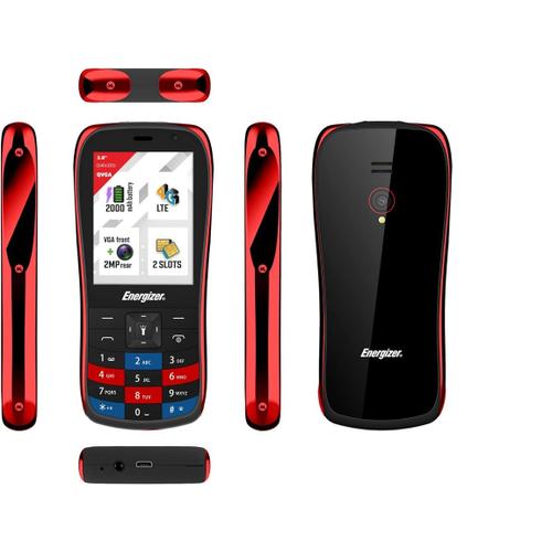 Energizer - Téléphone à Clavier Physique E284S - 4G - Batterie 2000 mAh - Double Sim (Nano SIM) - Noir/Rouge