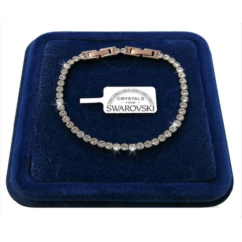 Bracciale Trilogy Tennis Placcato Oro Rosa 3mm In Acciaio Con Cristalli Swarovski Elements