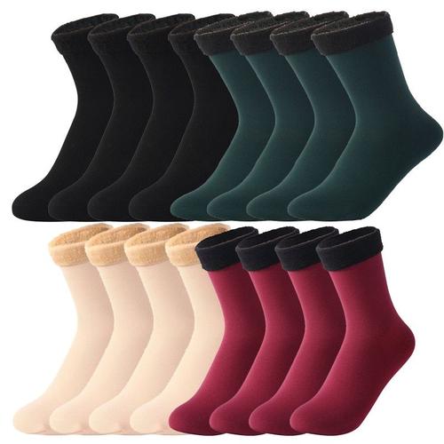 Chaussettes thermiques en laine cachemire neige noir sans