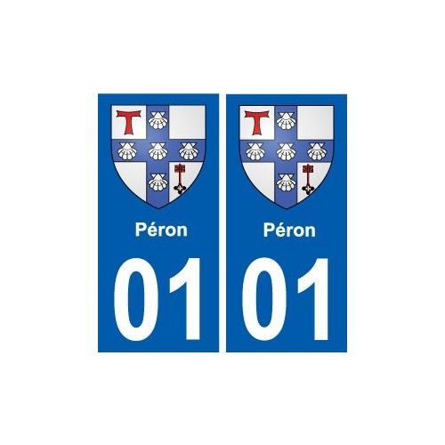 01 Péron Blason Ville Autocollant Plaque Sticker - Droits