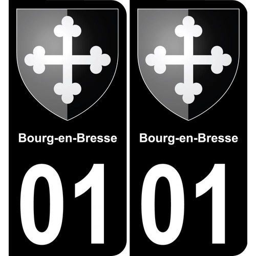 01 Bourg-En-Bresse Autocollant Sticker Plaque Immatriculation Auto Ville - Arrondis