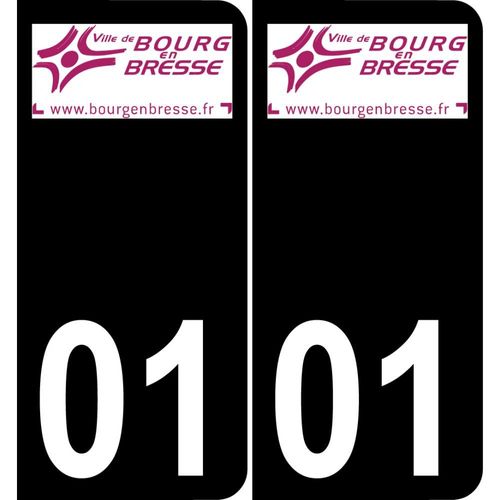 01 Bourg-En-Bresse Logo Autocollant Plaque Immatriculation Auto Ville Sticker - Arrondis
