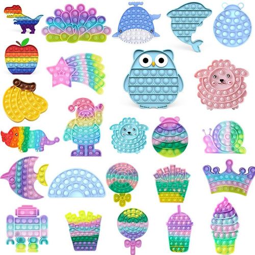 Pack De Jouets Anti-Stress Carrés, Nouvelle Bulle Push Arc-En-Ciel Pour Les Mains, Dinosaure, Hibou, Résolvez Le Stress Pour Adultes Et Enfants