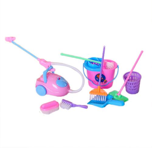 Ensemble De 9 Mini Poupées, Accessoires, Outils De Nettoyage Ménager, Jouet Éducatif Pour Enfants, Faire Semblant De Jouer