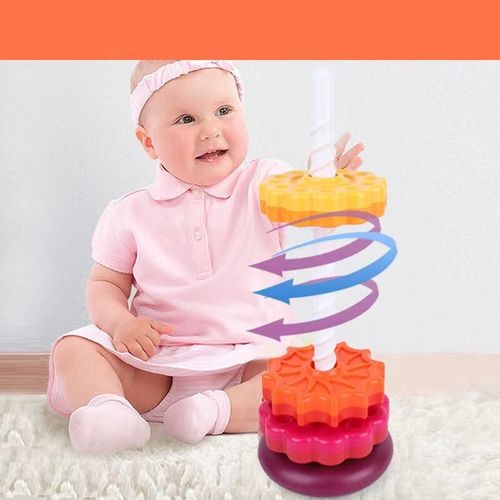 Jouets Éducatifs Pour Bébés De 0 À 12 Mois, Tour Arc-En-Ciel En Plastique Coloré, Empileur Jenga