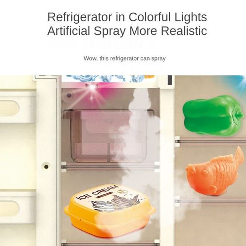 Jouet De Simulation Réaliste Pour Enfants Et Tout-Petits, Réfrigérateur Avec Simulation De Son Et Lumière, Jeu De Rôle, Maison De Poupée