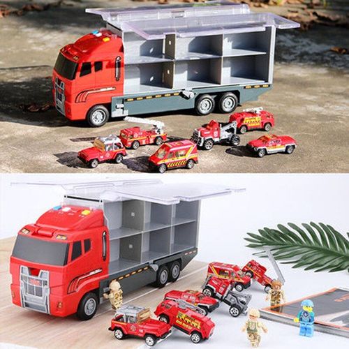Mini Camion En Alliage Moulé Sous Pression 2 En 1, Jouet D'ingénierie, Véhicules Transporteur Avec Fonction D'éjection Et De Transport, Cadeaux
