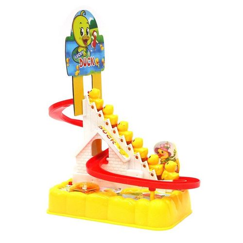 Mini Jouet Électrique De Dessin Animé Pour Enfant, 1 Pièce, Petit Canard, Escalade Des Escaliers, Piste Coulissante, Son Et Musique Légère