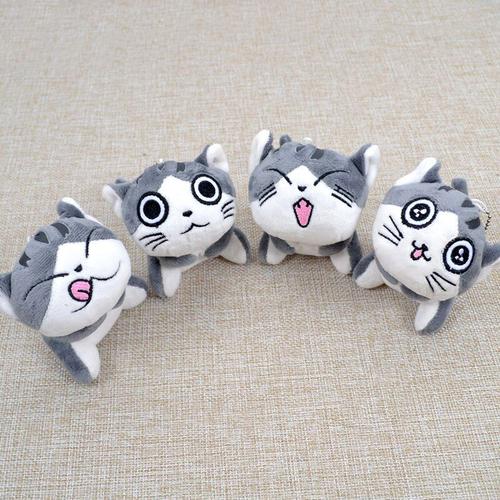 Porte-Clés En Peluche Elfe Chat Gris Blanc, 1 Pièce, Expressions Riches, Dessin Animé, Jouets Décoratifs, Vibrants, Visages Souriants, Petits Animaux De Compagnie