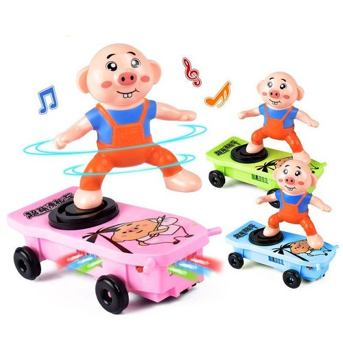 Jouet Créatif Pour Enfants, Éclairage Électrique 3d, Pilote Automatique, Scooter De Sport, Modèle Cochon, Personnalité, Musique Rotative Universelle