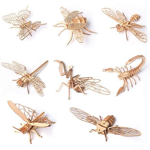 Puzzle En Bois Pour Enfants, 1 Pièce, Motif Animal, Insecte, Modèle Assemblé, Cadeau, Jouets Éducatifs
