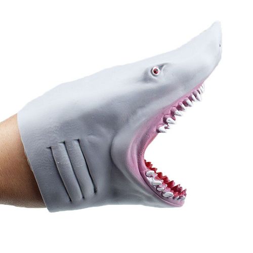 Jouet De Marionnette À Main De Requin Gris, 1 Pièces, Simulation De Requin Gris Effrayant, Accessoires De Conte De Fées Tpr Respectueux De L'environnement, Modèle De Poupée De Requin Vif, Jouets De Bl