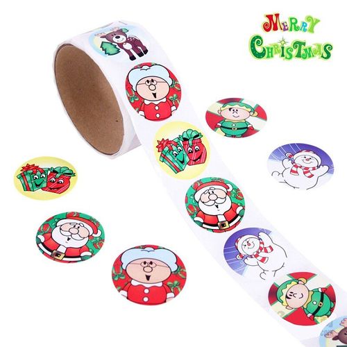 Rouleau De Ruban Adhésif Classique Pour Noël, 100 Pièces, Autocollant Circulaire Pour Jouets