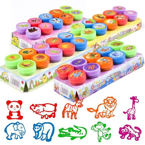 Timbres De Dessin Animé, Jouets Pour Enfants, Série D'animaux Mignons, Cadeau De Fête, Fournitures D'outils De Peinture Pour Enseignant, Bricolage, 10 Pièces