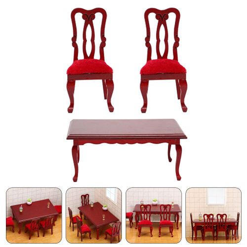 1 Ensemble De Mini Table Et Chaise, Modèle De Meubles, Maison De Poupée Décorative, Scène