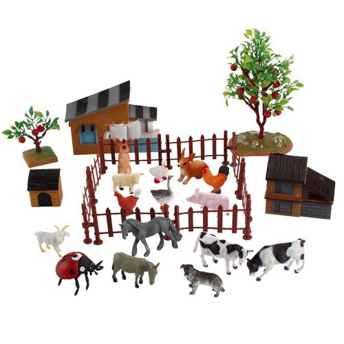 Ensemble De Figurines D'animaux De Ferme, Simulation De Volaille, Cheval, Mouton, Cochon, Vache, Poule, Jouets Pour Enfants, Cadeau De Noël