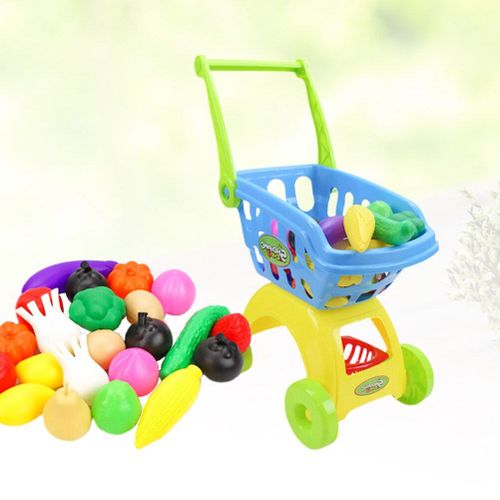 Mini Chariot De Courses Pour Enfants, 24 Petits Articles Et Boîte Express (Bleu), Pour Cosplay