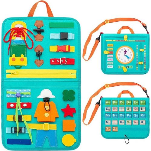 Planche D'activités Sensorielles Montessori Pour Tout-Petit, Jouet Avec Alphabet, Horloge Et Date, Pour Le Développement De L'intelligence