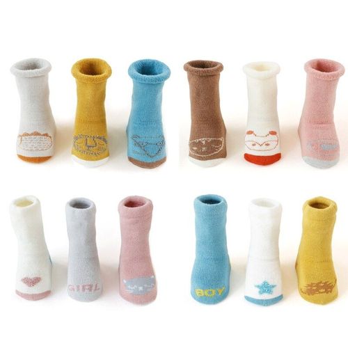 Chaussettes Antidérapantes Pour Nouveau-Né, En Coton Doux Et Épais, Pour La Marche En Intérieur, Pour Garçon En Bas Âge, Collection Automne Et Hiver