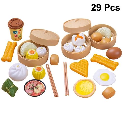 Jouets De Cuisine Créatifs Pour Enfants, 46 Pièces/1 Ensemble, Petit Déjeuner Chinois, Drôle, Faux Brioches À Vapeur, Jouets De Cuisine Pour Filles Et Garçons
