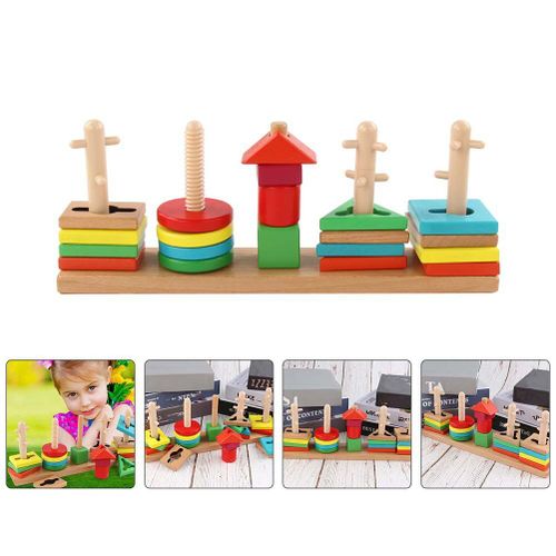 1 Jeu De Forme Géométrique Forme De Bloc De Construction Jouets Assortis En Bois