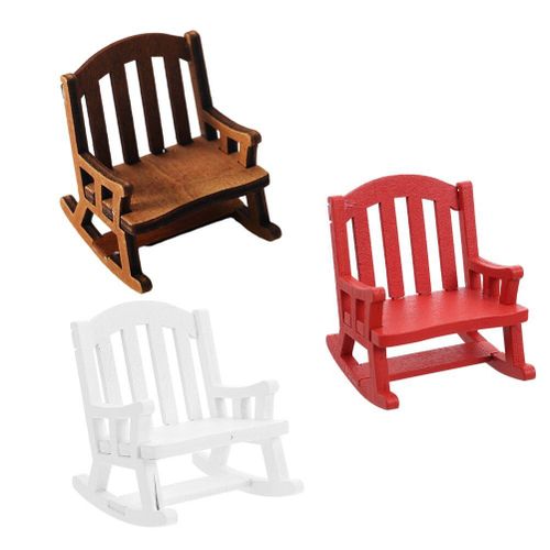 Chaise À Bascule Miniature En Bois, 3 Pièces, Modèles De Mini Maison De Poupée, Décor
