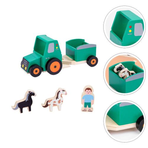 Tracteur En Bois Modèle Amusant Pour Enfants, 1 Ensemble, Tracteur Durable