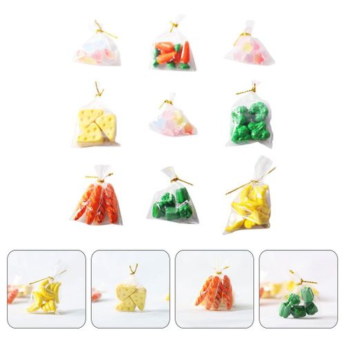 Sac De Nourriture Miniature, Maison De Poupée, Mini Pain Ensaché, Bonbons Et Légumes, Style Mixte