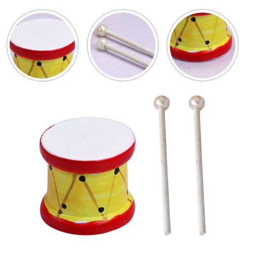 1 Jeu De Petit Modèle De Tambour Pilon En Bois Décor Maison Miniature Ornement Enfants