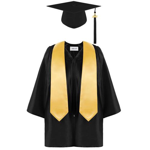 Robe De Remise De Diplôme D'été Pour Enfants, Ensemble De Bonnets À Pampilles, Châle, Uniforme Scolaire, Costumes De Remise De Diplôme