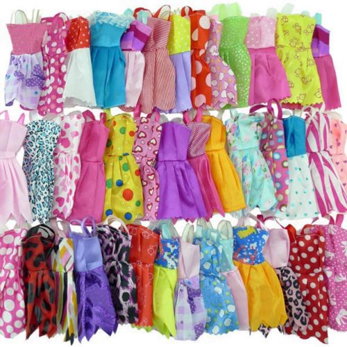 Mini Robe D'été Colorée Sans Manches, 10 Pièces/Lot, Accessoires De Poupée, Vêtements Pour Barbi, Ensemble De Jouets Pour Filles, Couleur Aléatoire