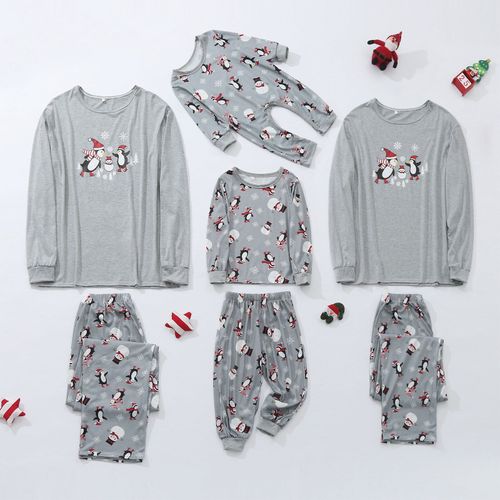 Pyjama Assorti Pour Toute La Famille, Ensemble De Costume De No?L, Joyeux No?L, Bonhomme De Neige, Pingouin, Barboteuse Pour Enfants Et Adultes, Gris, 2022