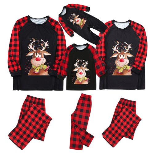Pyjama De No?L En Coton ? Motif Cerf, Tenues Assorties Pour Famille, V?Tements De Couple, Barboteuse Pour B?B?