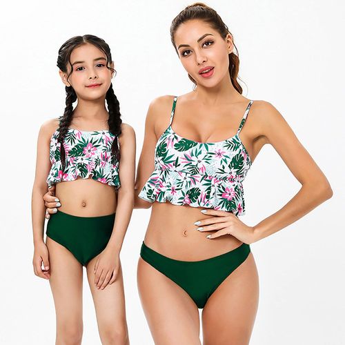 Maillot De Bain Deux Pièces Imprimé Pour Mère Et Fille, Taille Haute, Vêtements Assortis Pour La Famille