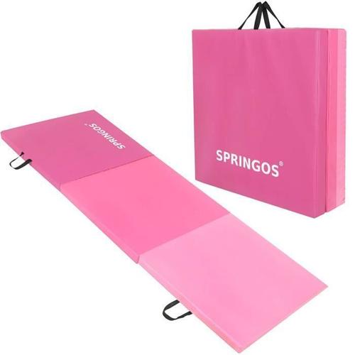 Springos® Tapis De Fitness Tapis De Gymnastique Avec Poignées De Transport 60 X 180 X 5,5 Cm - Rose