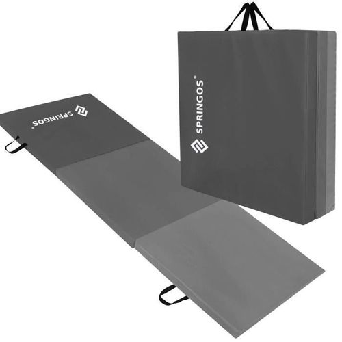 Springos® Tapis De Fitness Tapis De Gymnastique Avec Poignées De Transport 60 X 180 X 5,5 Cm - Gris