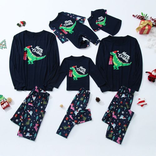 Pyjama De Noël Pour Toute La Famille, Tenue Assortie, Dinosaure, Avec Chien, Barboteuse Pour Mère Et Enfant