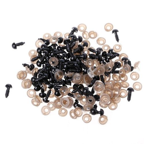 Yeux De Poupée En Plastique Noir, 100 Pièces/Sac, Jouet Diy, Yeux De Sécurité, Marionnettes Avec Rondelles