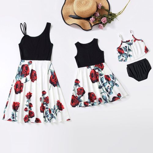 Robe D'été Pour Mère Et Fille, Sans Manches, Imprimé Floral, Tenues Assorties Pour Mère Et Enfant, Famille